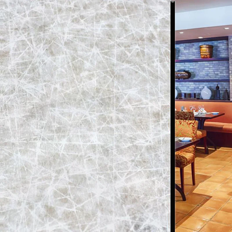 Modern White Frosted Marble-pattern Window Sticker Glass Door Decorative Film Self-Adhesive 2 Mil PET