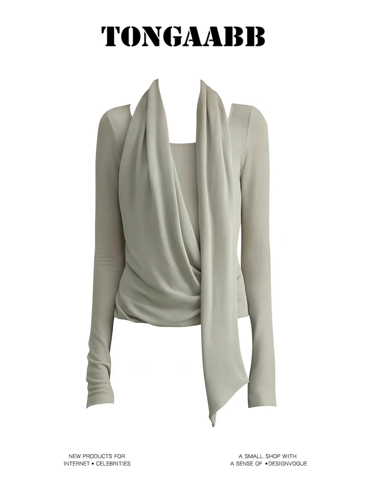 

Женская серая готическая футболка Harajuku Y2k, футболки, винтажные эстетические асимметричные футболки с длинными рукавами, одежда больших размеров в стиле эмо 2000-х годов