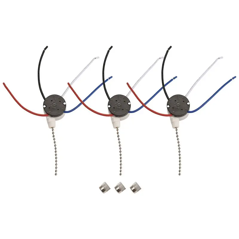 3 Pcs Ze-208S E89885 3 Speed 4 Wire Pull Chain Switch Ceiling Fan Light Switch Replacement Part-B51B