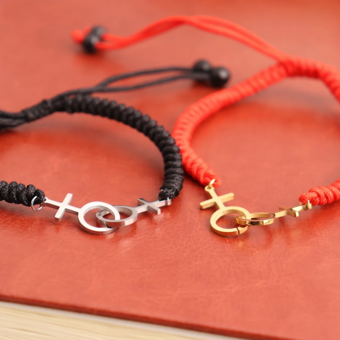 Lesbian Double Venus Charm Bracelet for Women Stainless Steel LGBT Sister Jewelry Girlslove LES Symbol Female Fashion Accessory