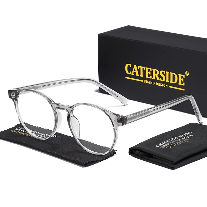 

CATERSIDE New Vintage Round Men Glasses Frame High-Quality Brand Design Anti Blue Light Reading Glasses Women Optical Frame