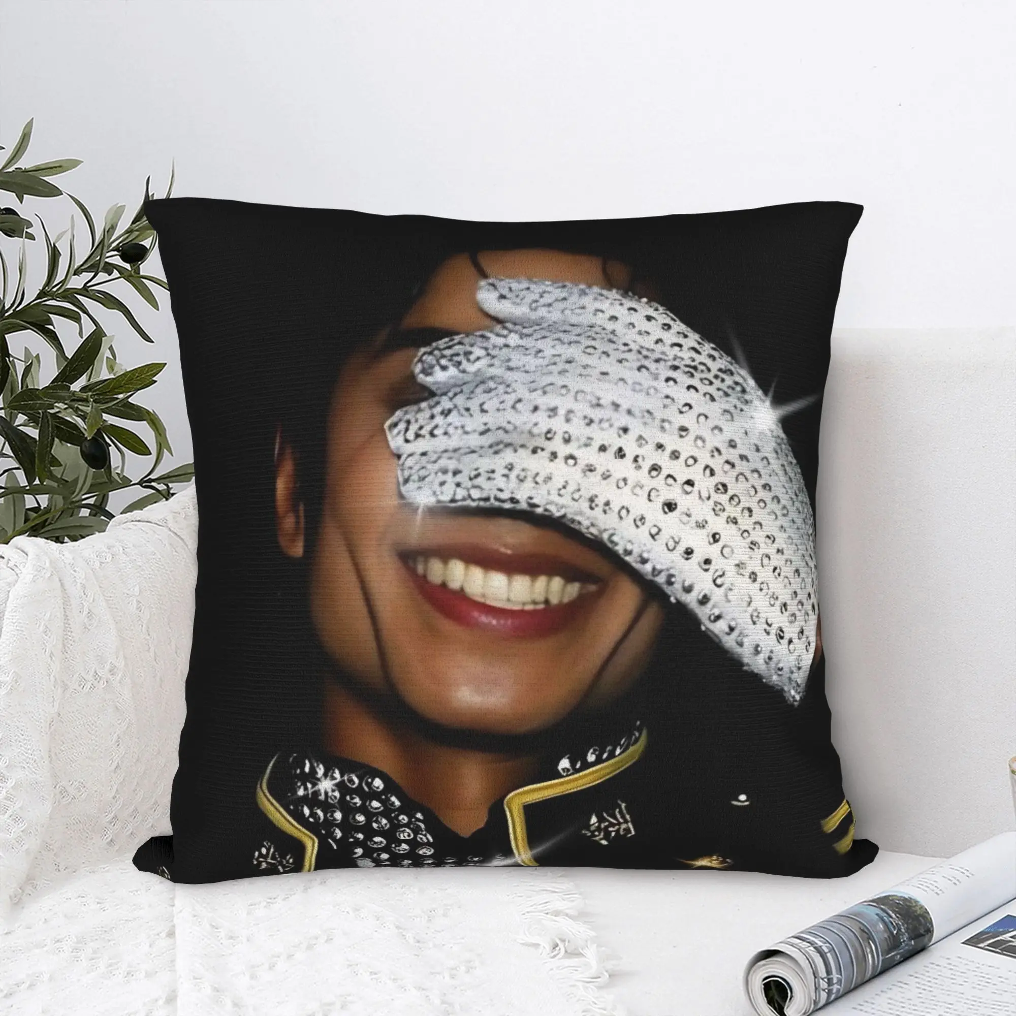 MJ Michaels Jacksons Pillowcase Double-sided Printing Fabric Cushion Cover Decorations  Pillow Case Cover Bed Square 40X40cm