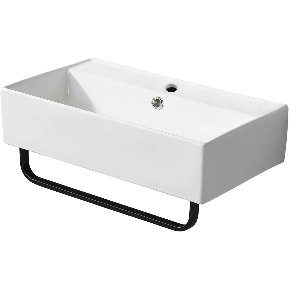 Wall Mounted Bathroom Sink with Towel Rack, 21