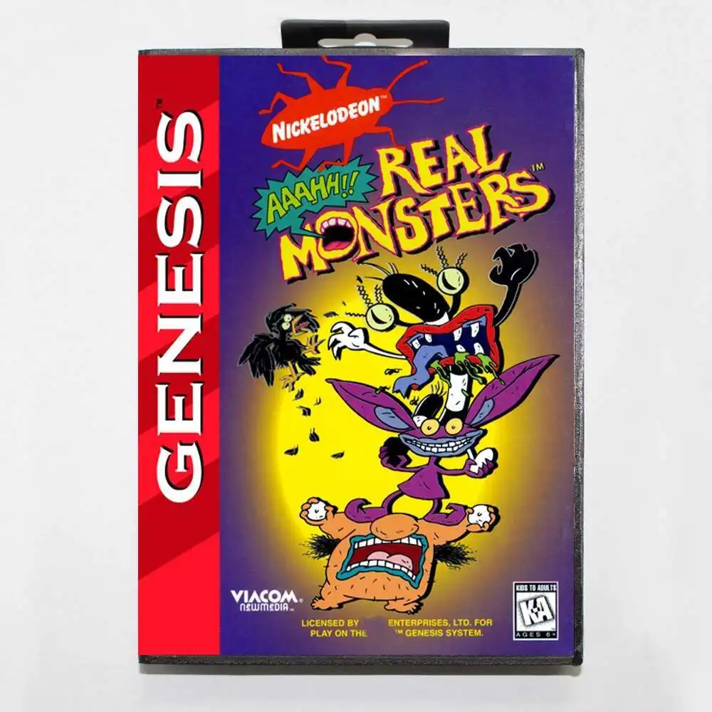 Aaahh Real Monsters MD Game Card with EUR Box for 16 Bit Sega Megadrive Genesis System