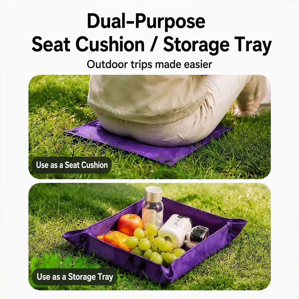 New Foldable Storage Tray Waterproof Carry Clip Picnic Mat Double Layer Fabric Camping Seat Mat Outdoor Sitting Pad