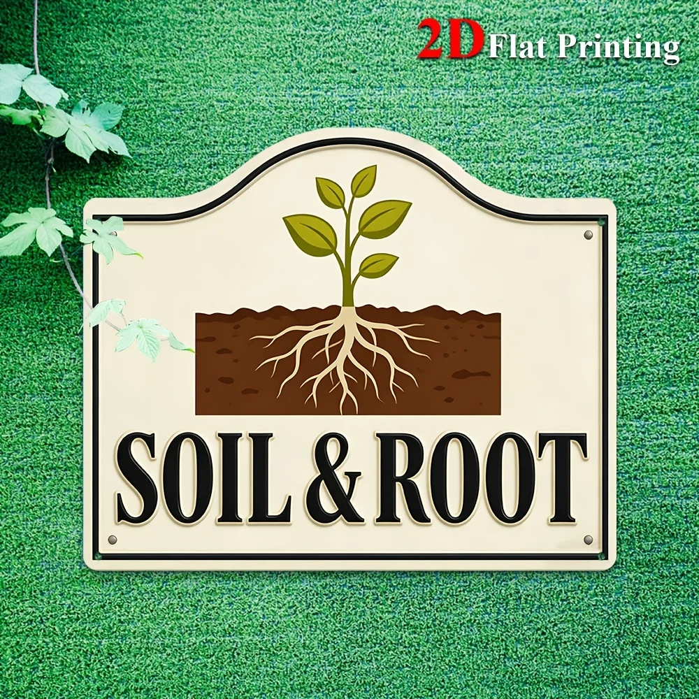 1pc 2D Flat Sign Artwork Depicting A Sprouting Plant With Roots, Ideal For Decorating Kitchens, Bathrooms, And Offices