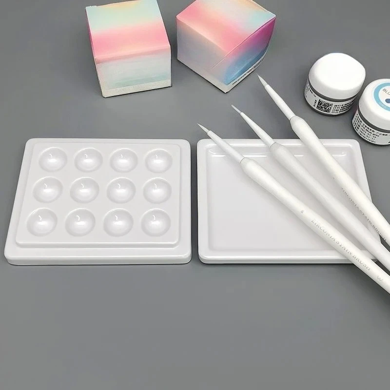 

3Pcs 12 Slot With Cover Imitation Ceramic Palette Dental Lab Equipment Porcelain Mixing Watering Moisturizing Plate