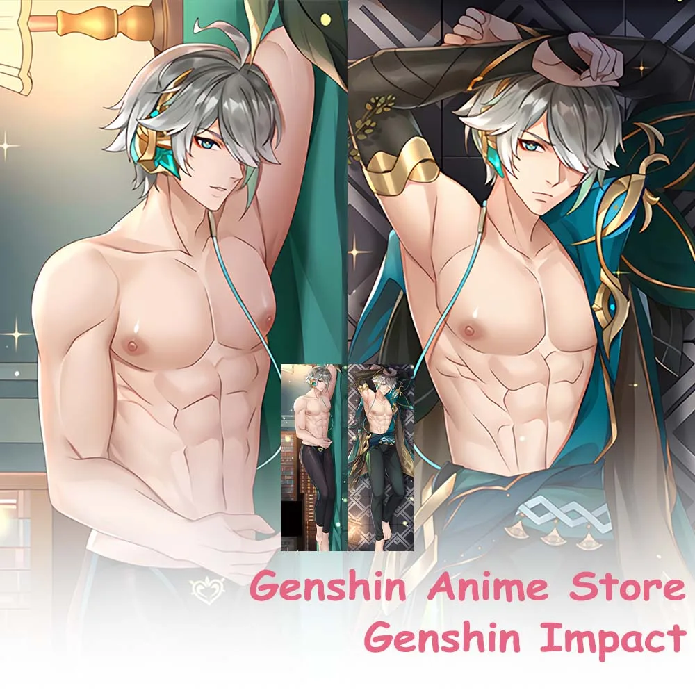 Alhaitham – taie d'oreiller Cosplay Dakimakura, Anime Genshin Impact, Cool, corps de l'homme, Otaku, taie d'oreiller, housse de coussin, décor de lit, cadeau