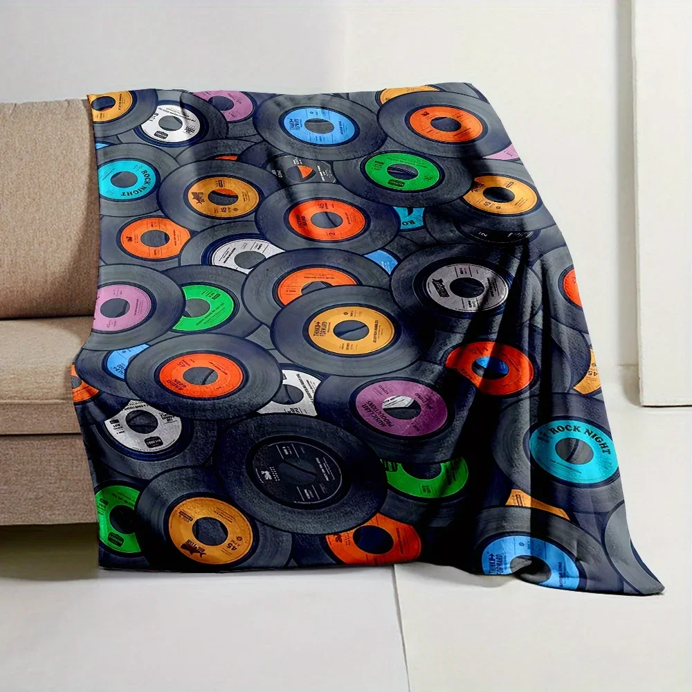 Groovy Vinyl Record Print Throw Blanket for Music Lovers Retro Disco Aesthetic Couch Decor Gift