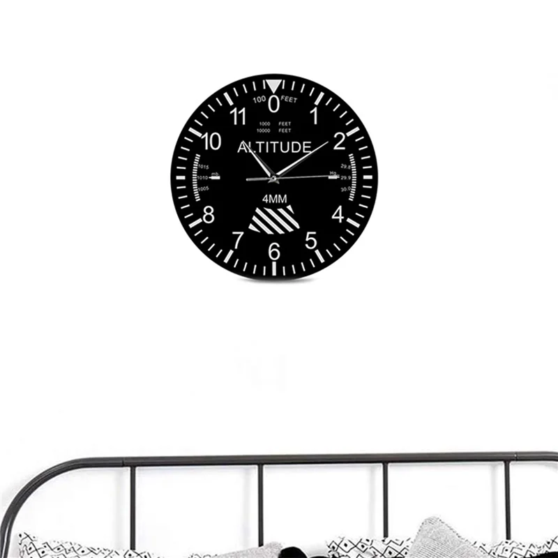

ABYN-2X Altimeter Wall Clock Tracking Pilot Air Plane Altitude Measurement Modern Wall Watch Classic Instrument Home Decor