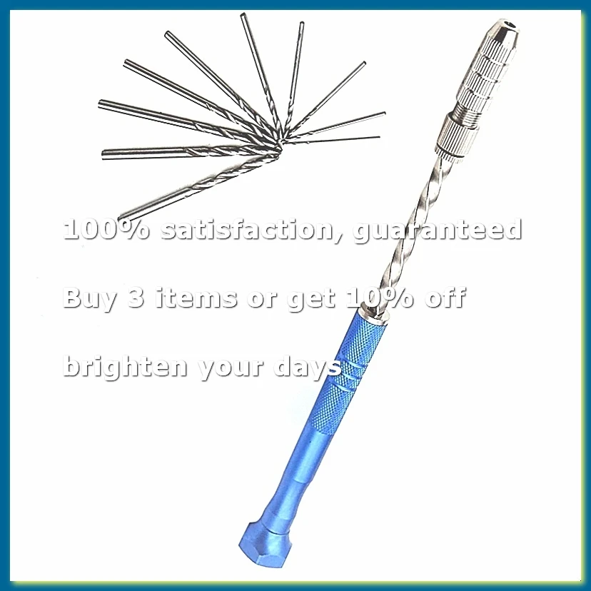 Blue Extended Semi-Automatic 0.5-3mm Hand Twist Drill Amber Plastic Circuit Board Drilling Tool Twist Drill Set