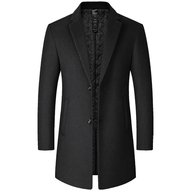 Homens longos jaquetas de inverno cashmere trench coats misturas de lã novo outono inverno casacos masculinos negócios casuais trench coats tamanho 4xl