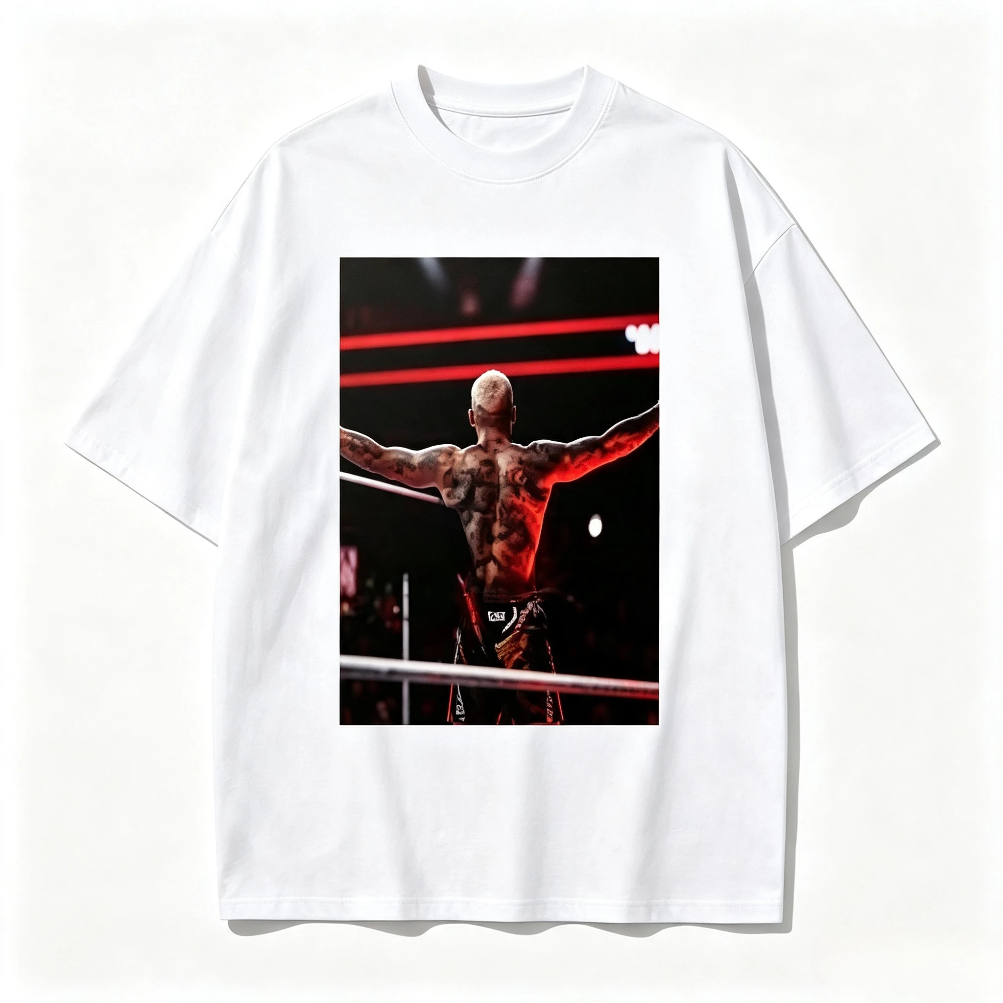 Men's Short Sleeve T‑shirt Tattooed Boxing Fighter Arena Graphic Daily Wear Soft Breathable Cotton Casual Tops Men Clothing