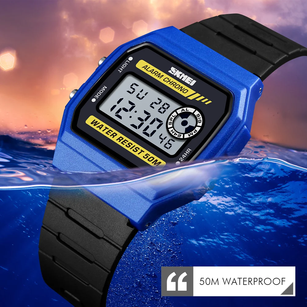 SKMEI Digital Simple Girls Watches Waterproof PU Strap Alarm Clock Women Fashion Sport Watch Wristwatch Alarm Relogio Feminino