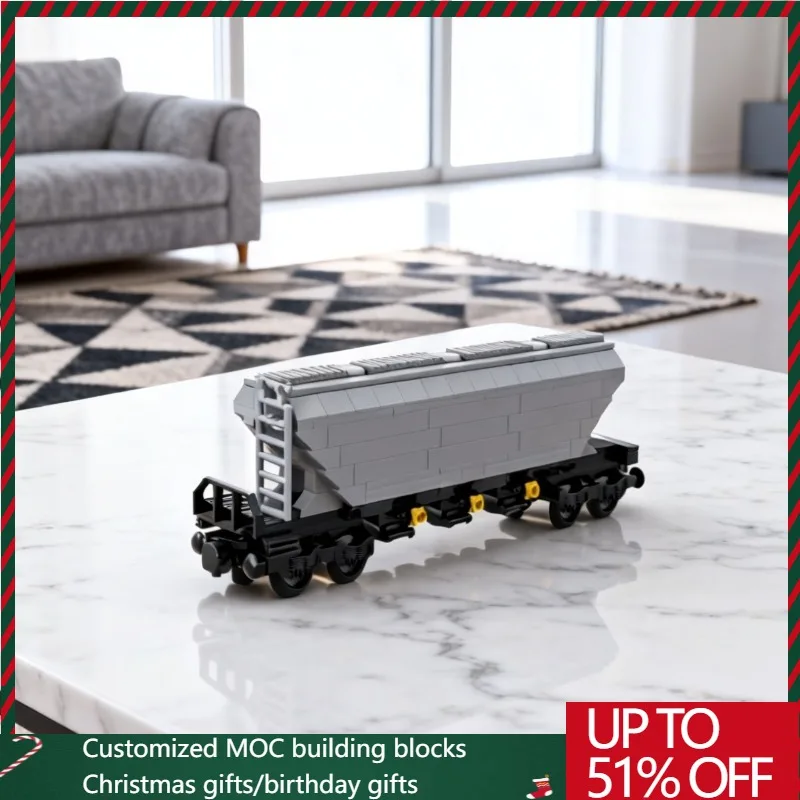 

388PCS MOC City 4-axle Gain Hopper Wagon Trains Locomotive Model Creative Ideas Technology Child Toy Birthday Gift Brick Blocks