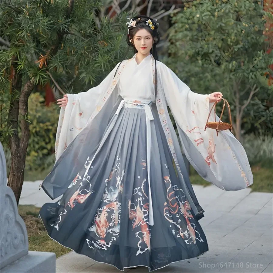 

Vestido Hanfu bordado tradicional chino antiguo para mujer, traje de Cosplay de Hada, ropa Hanfu de verano