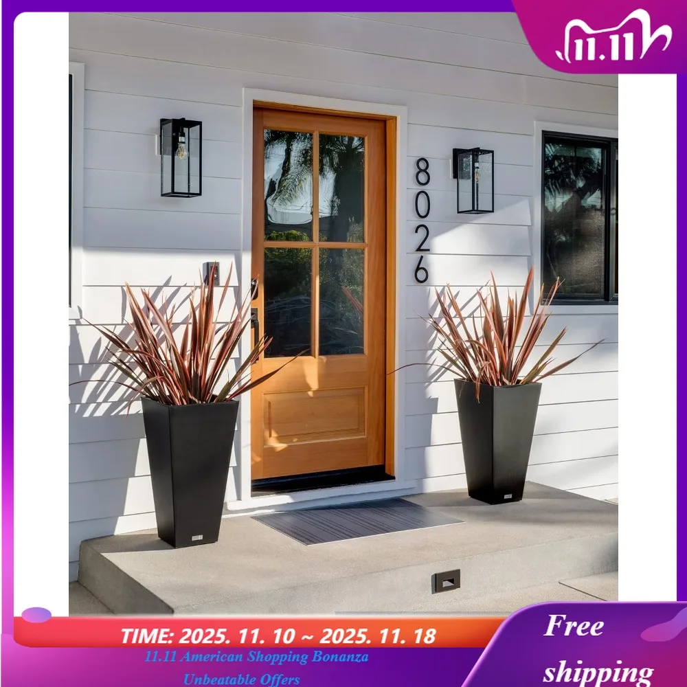 

Конический плантатор из смолы для внутреннего и наружного использования, 2 шт. (26 дюймов, черный)