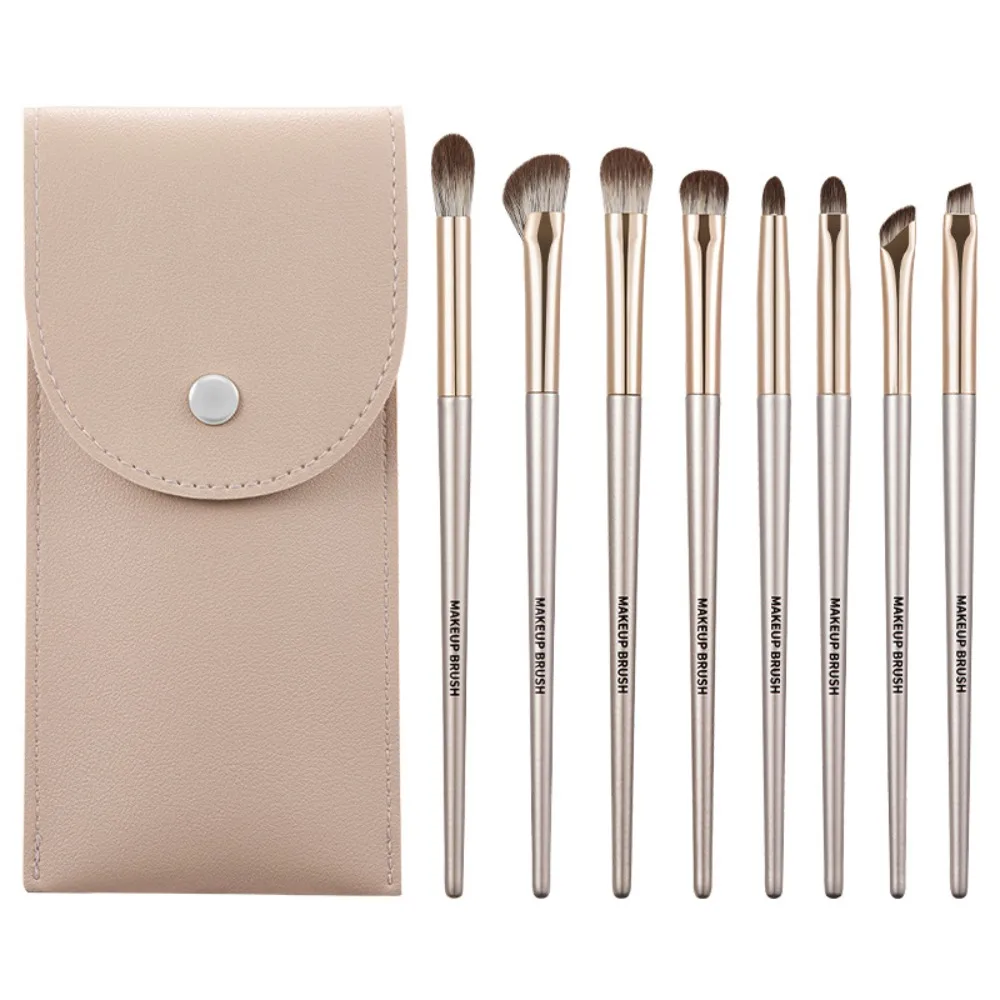 

8Pcs Convenient Synthetic Fibre Eye Makeup Brush Set Soft Skin Friendly Eye Shadow Brush with PU Bag Eye Makeup Tools Women