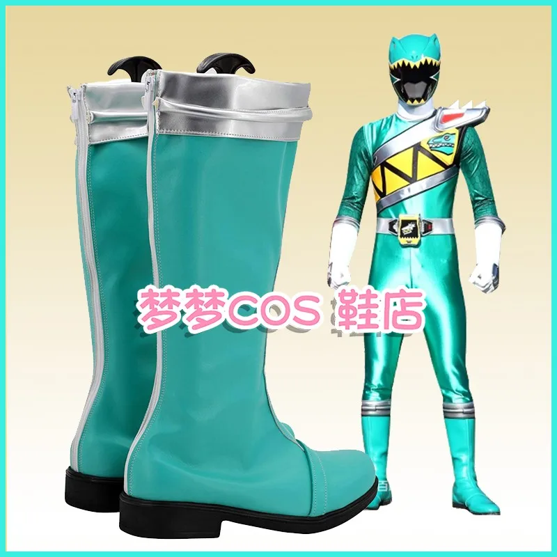 Super Sentai Zyuden Sentai Kyoryuger Kyoryu Green Cosplay Shoes Boots Anime Halloween Carnival Boots Custom Made
