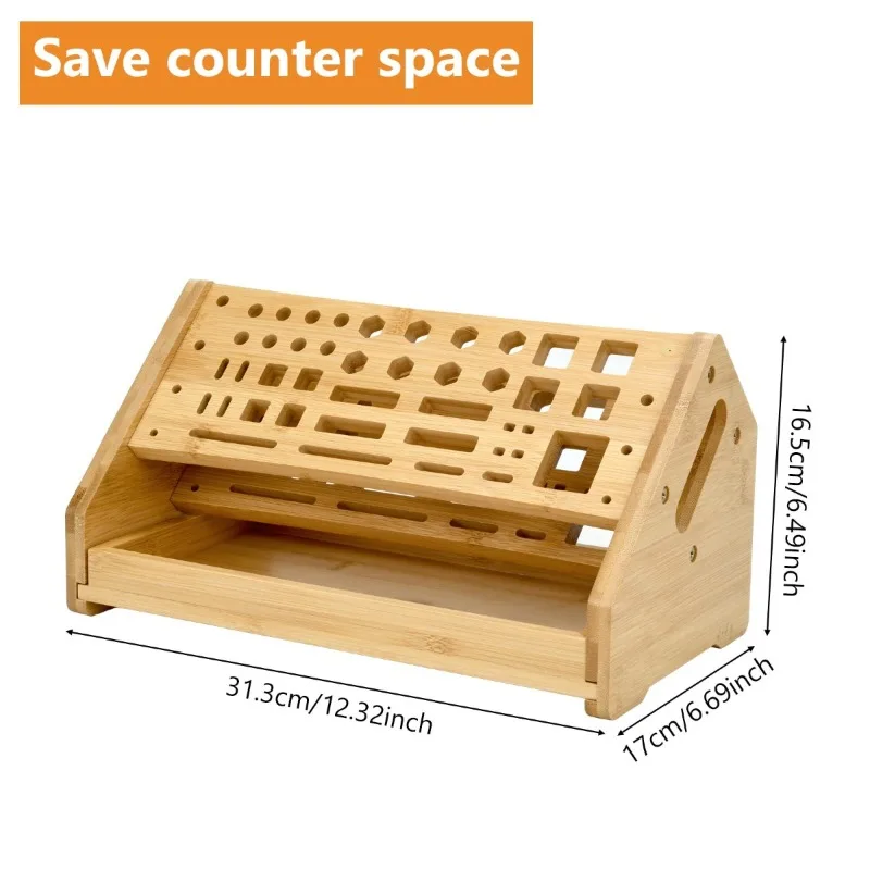 1Pc Screwdriver Storage Rack Household Multifunctional Wooden with Tray for Desktop RC Tools Stand Screwdriver Pliers Organizer