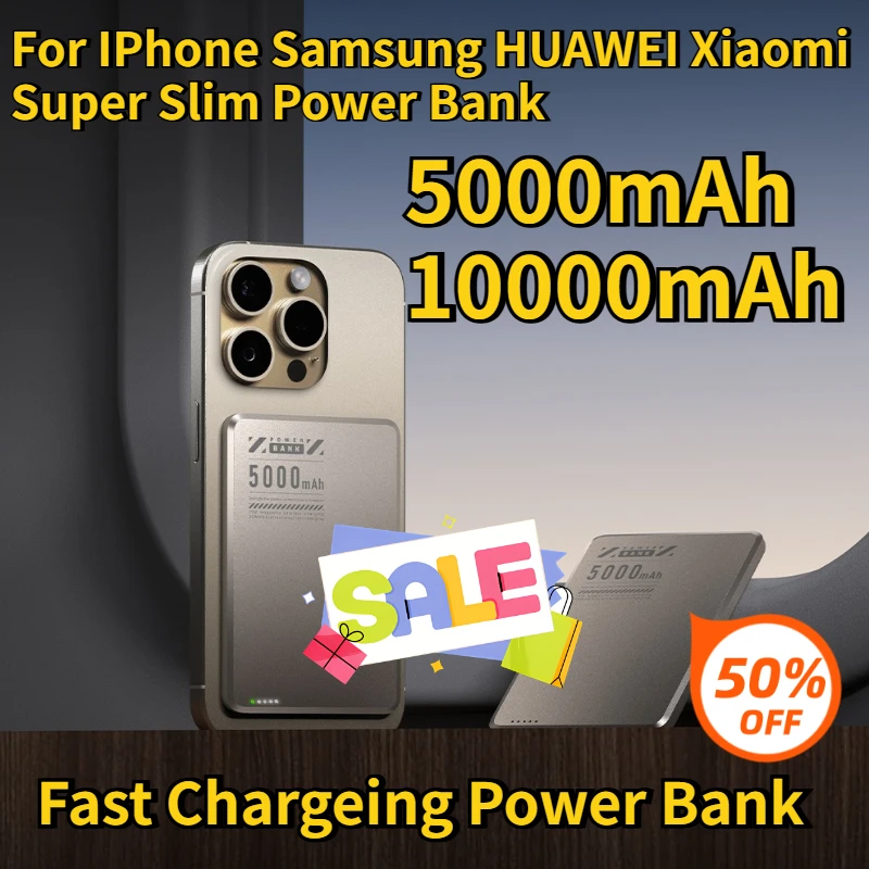 10000mAh For IPhone Samsung HUAWEI Xiaomi Super Slim Power Bank 5000mAh Alloy Shell Battery Fast Chargeing Power Bank