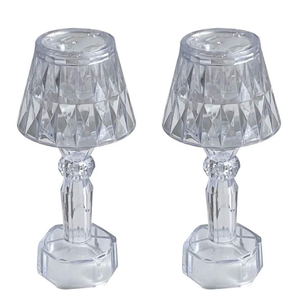 

2 Pcs LED Electronic Lamp Transparent Desk Night Light for Bedroom Atmosphere Creative Gift Home Decor Small Night Light