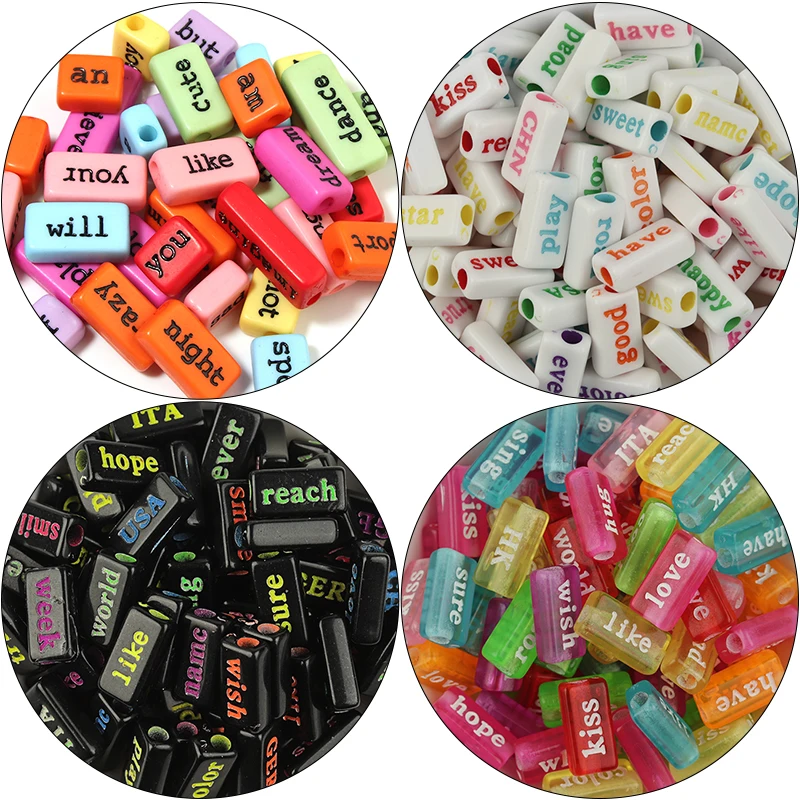 38-50pcs/Lot Rectangular Letter Beads Acrylic Beads Square Loose Spacer Beads For Jewelry Making Handmade Bracelet Necklace