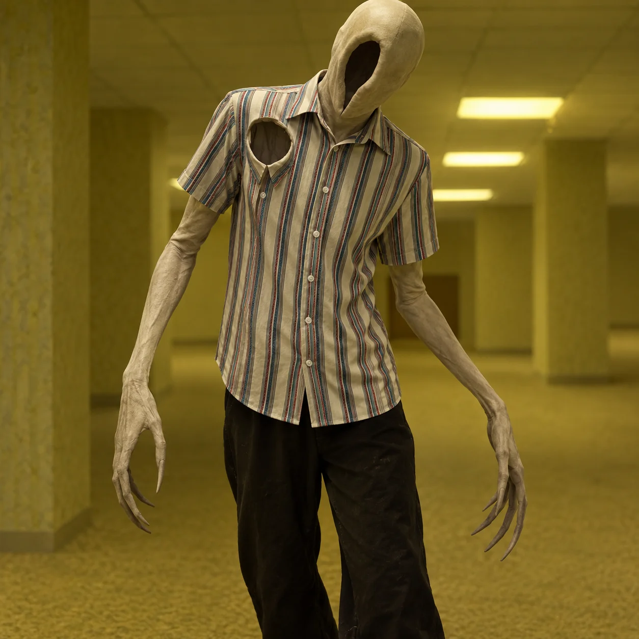 Backrooms Striped Shirt Monster Cosplay Costume Horror Entity Halloween Role Play Outfit Party Performance Suit for Adults Gift
