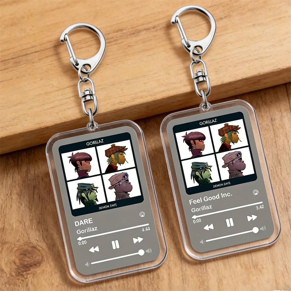 Llaveros de música de banda Gorillaz para mujer, accesorios, bolsa, sensación buena, Clint Eastwood Song Keying, joyería, regalos para seguidores y amigos