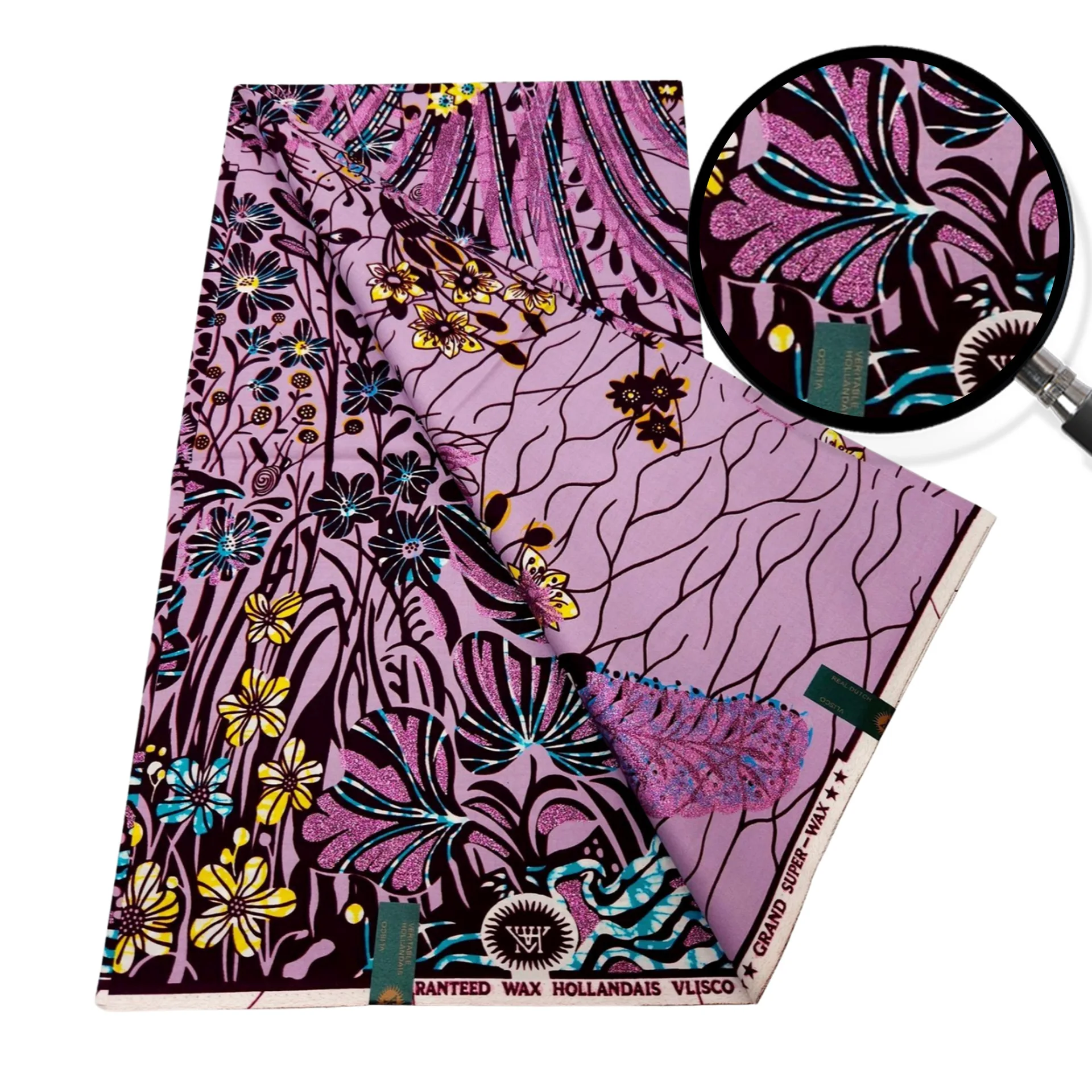 African Batik Cloth Golden Glitter Printing Super Wax Fabric 100% Cotton Batik Cloth Loincloth for Sewing Party Dresses Material