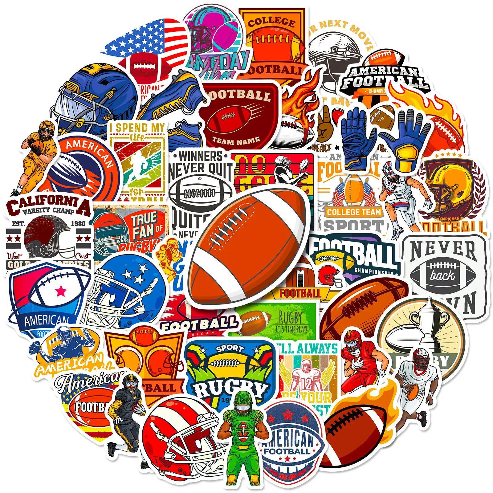 50Pcs American Football Stickers New Style Cartoon Football Graffiti Decals DIY Wall Stickers for Luggage and Skateboards view 2