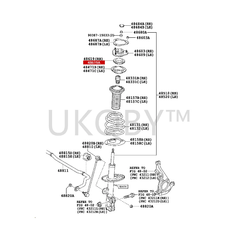 4861928010 To yo ta Previa Alphard Yizhi Jieluchi RAV4 proudly releases Venza Install the bearing on the right sliding column