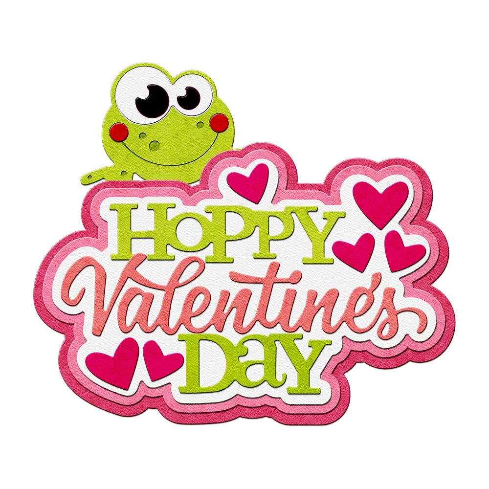 MangoCraft Happy Valentine\'s Day Cutting Dies Hearts Frog DIY Scrapbooking Supplies Metal Dies Knife Mold For Card Albums Decor