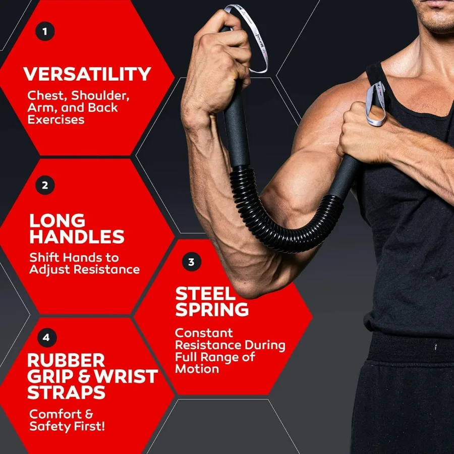 قضيب Python Power Twister لتمرين الجزء العلوي من الجسم: معدات تمرين فعالة لتقوية الصدر والكتف والساعد ذات الرأسين والذراع #5