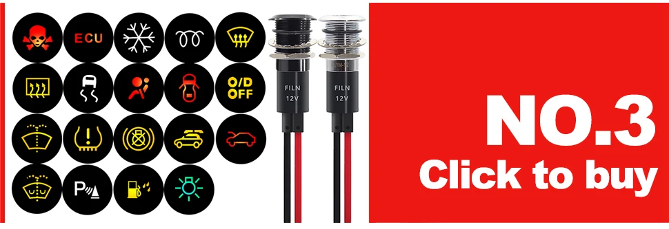 FILM 12V 24V Symbol Pilot Led Licht Metall Anzeige 8mm 10mm 12mm 14mm 16mm Auto Dashboard Lkw Dash Bau Marine – Detail 3