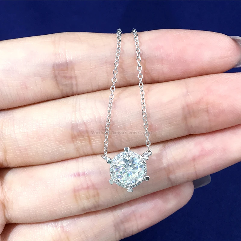 Yadis Mode Sieraden Sneeuwbloem 18K Wit Vergulde 925 Sliver Vvs Moissanite Kettingen Voor Vrouwen