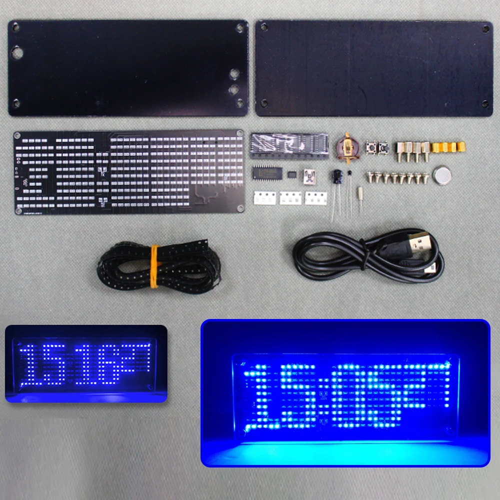 Zestaw DIY Cyfrowy Zegar Matrycowy LED Oświetlenie DIY Ćwiczenia Lutowania Części do Nauki Projekt z Kablem USB — zdjęcie produktu 5