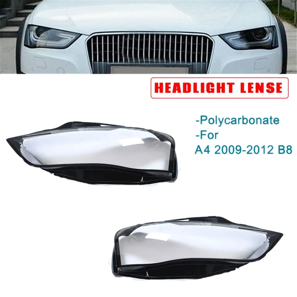 Car Headlight Lens Cover Replacement Headlight Head Light Lamp Shell Cover For-Audi A4 B9 2013-2015 Right