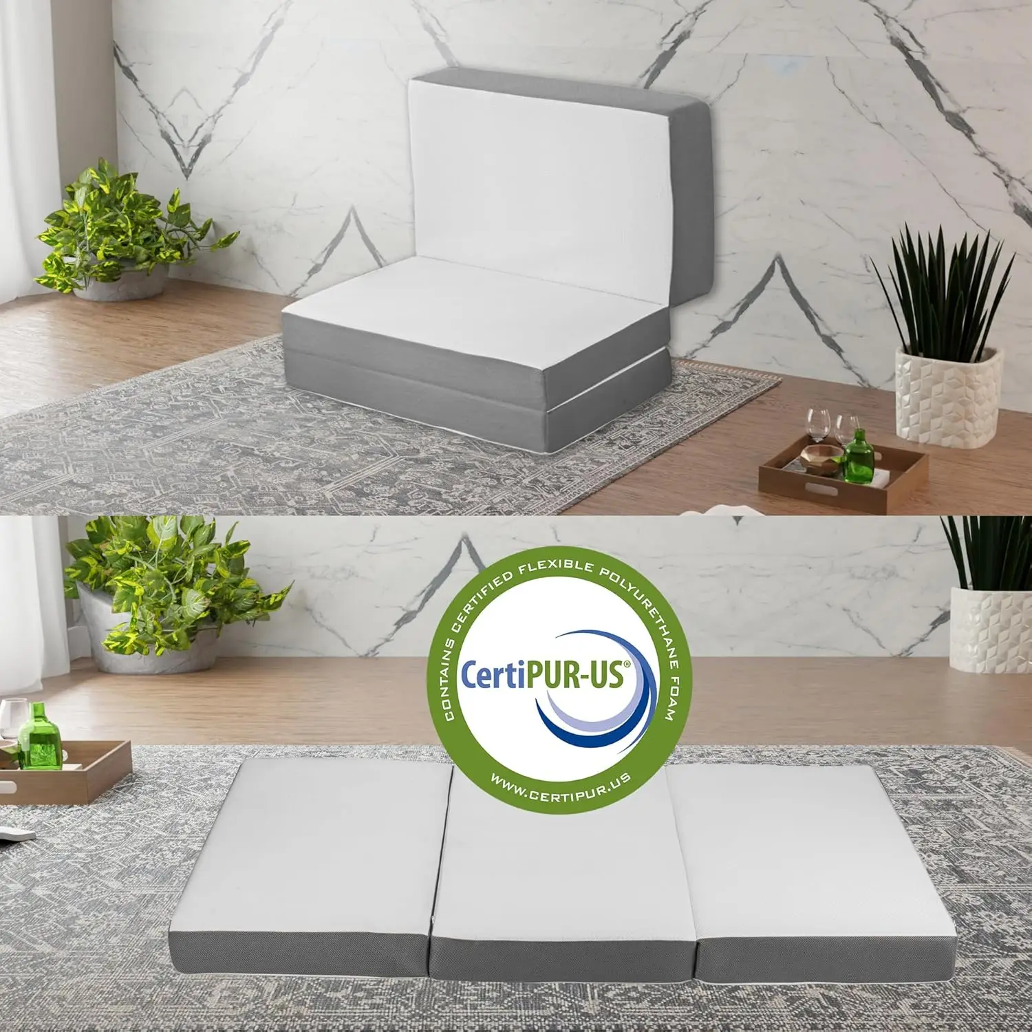 

Greaton, 4-дюймовый складной портативный напольный матрас из гелевой пены с эффектом памяти | Дышащая сетка, ультрамягкая, подушечка для кроватки, съемная и