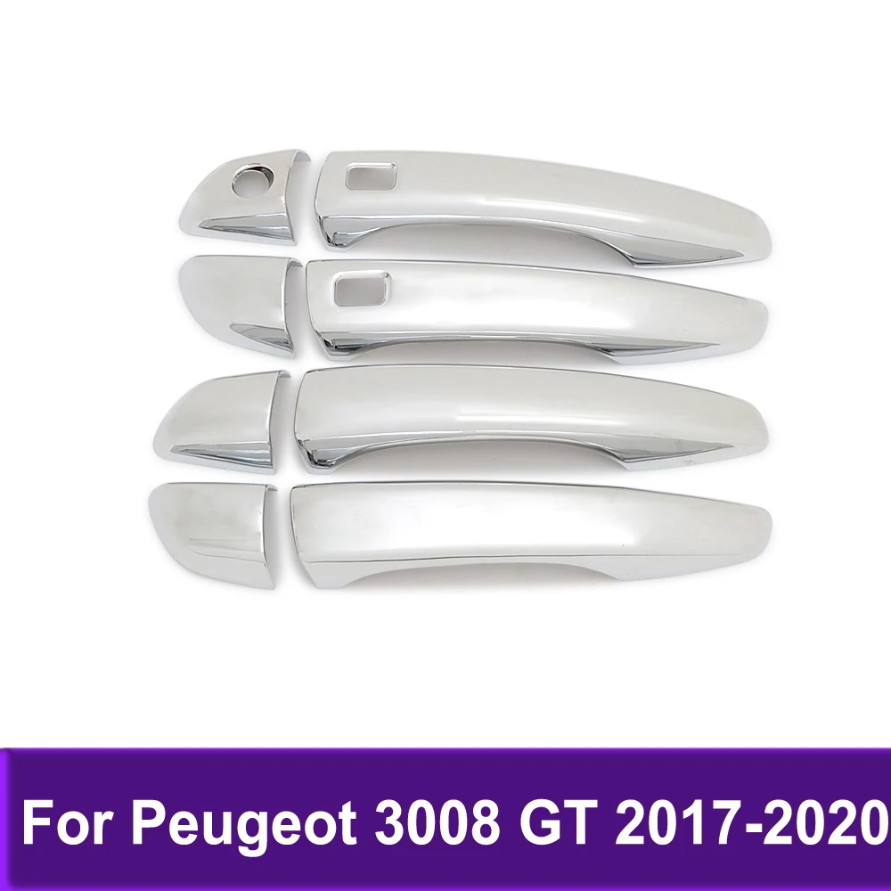 

Chrome Side Door Handle Cover Trim Sticker For Peugeot 3008 GT 2016 2017 2018 2019 2020 Decoration Styling Car Accessories