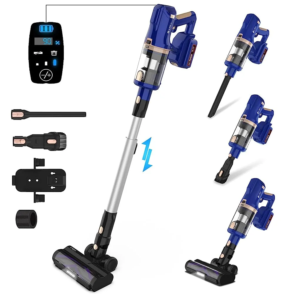 UMLO V11 Cordless vacuum cleaner, 30kPa 300W cordless vacuum cleaner, 6 in 1 Light vacuum cleaner, 1*60 minutes 4000mAh battery