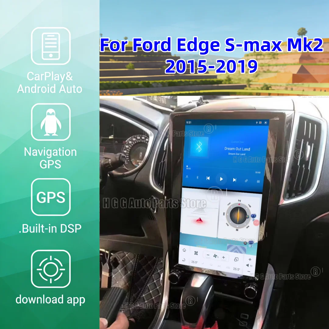 For Ford Edge S-max Mk2 2015-2019 Android Car Radio Stereo Multimedia Player Autoradio Audio 13.6 Inches Gps Navi Head Unit BT