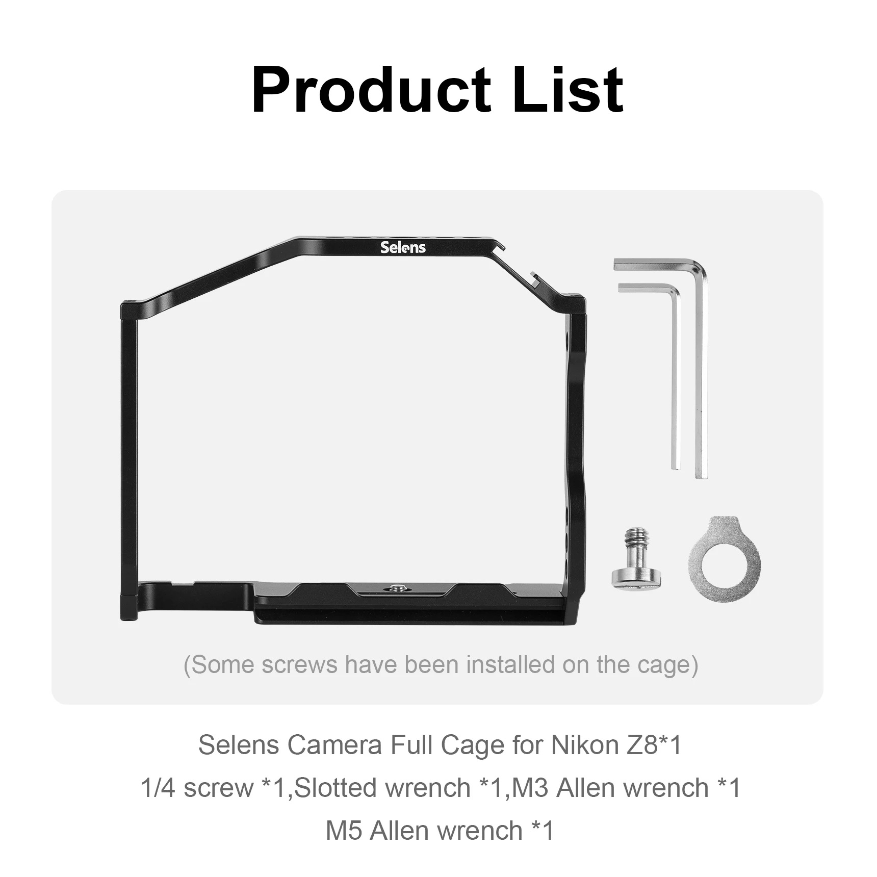 Selens Cage Full Cage protegge la fotocamera 1/4 "-20 foro filettato NATO rail QD Mount Strap Slot per fotocamera Nikon Z 8 Z8