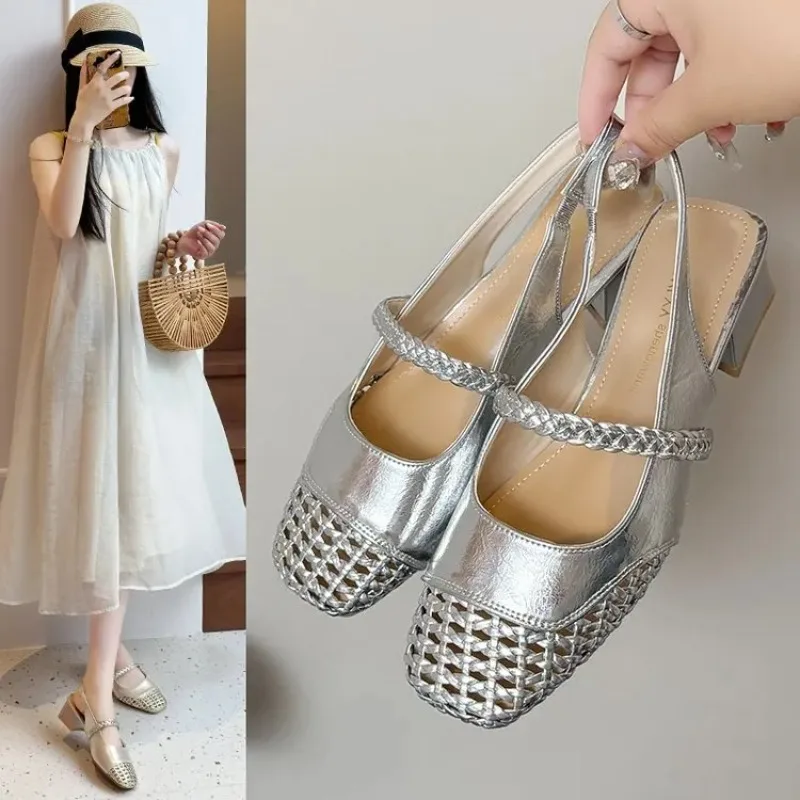 

The 2025 Hot Selling New Women's Breathable Mesh Mary Jane Flat Sandals Are Casual and Comfortable Round-toed Low-heeled Sandals