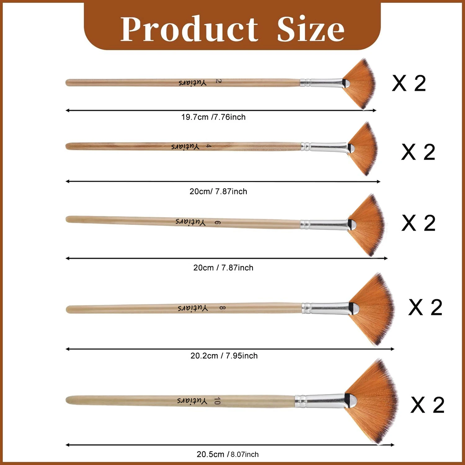5/15/25pcs Fan Paint Brushes Set, Nylon Hair Artist Brushes with Smooth Handles, Ideal for Acrylic Oil Watercolor Painting & Art