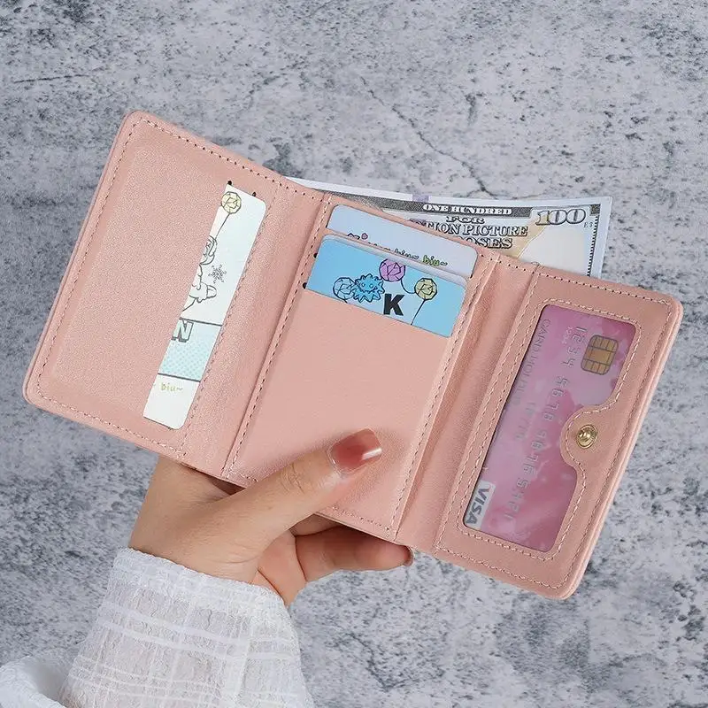 Cute Mini PU Leather Wallet With Flower Print And Multiple Card Slots Perfect For Women Girls Daily Use Shopping Travel