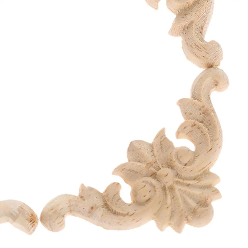 Wood Wall Decoration Carved Corner Applique Basswood Onlay for Room Decoration Furniture Upgrade