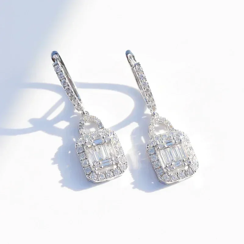 2026 Luxury Micro Paved CZ Stone Women Drop Earring Lock Shape Pendent Wedding Marriage Bridal Earrings Trendy Jewelry Hot