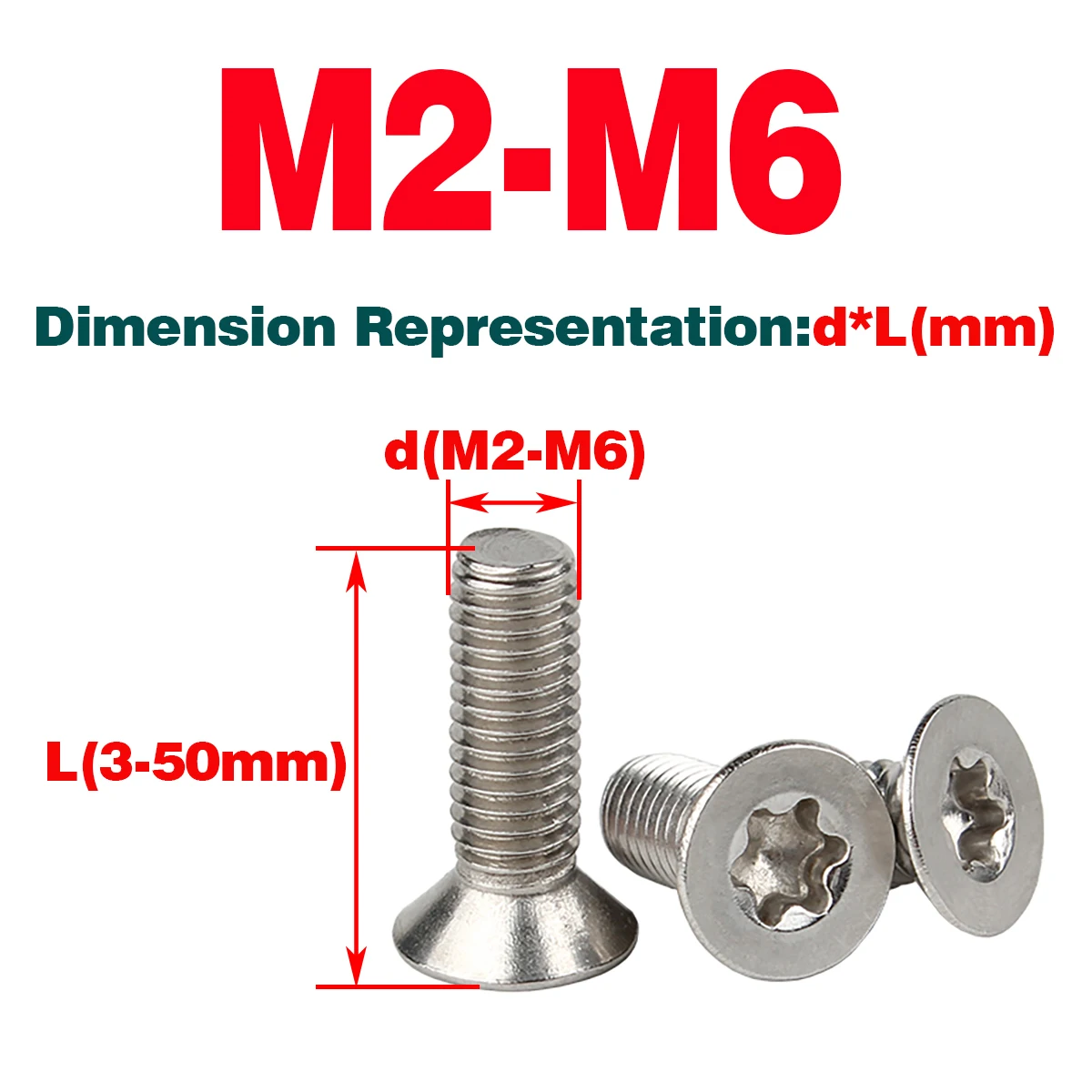 304 Stainless Steel Countersunk Head Screw/Flat Head Torx Anti-Theft Screw M2M3M4M5M6M8