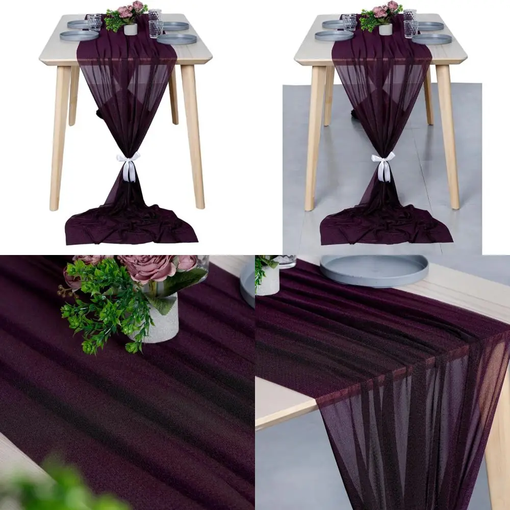 

Eggplant 10ft x 29x120 Chiffon Table Runner Set of 12 for Weddings, Showers, Parties & Events